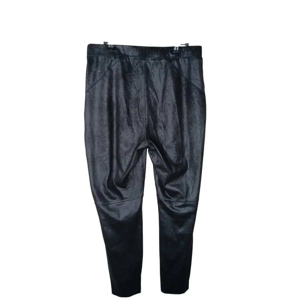 Free People OB1015172 Faux Suede Vegan Pants Size L Black Stretch Jegging - Picture 3 of 13